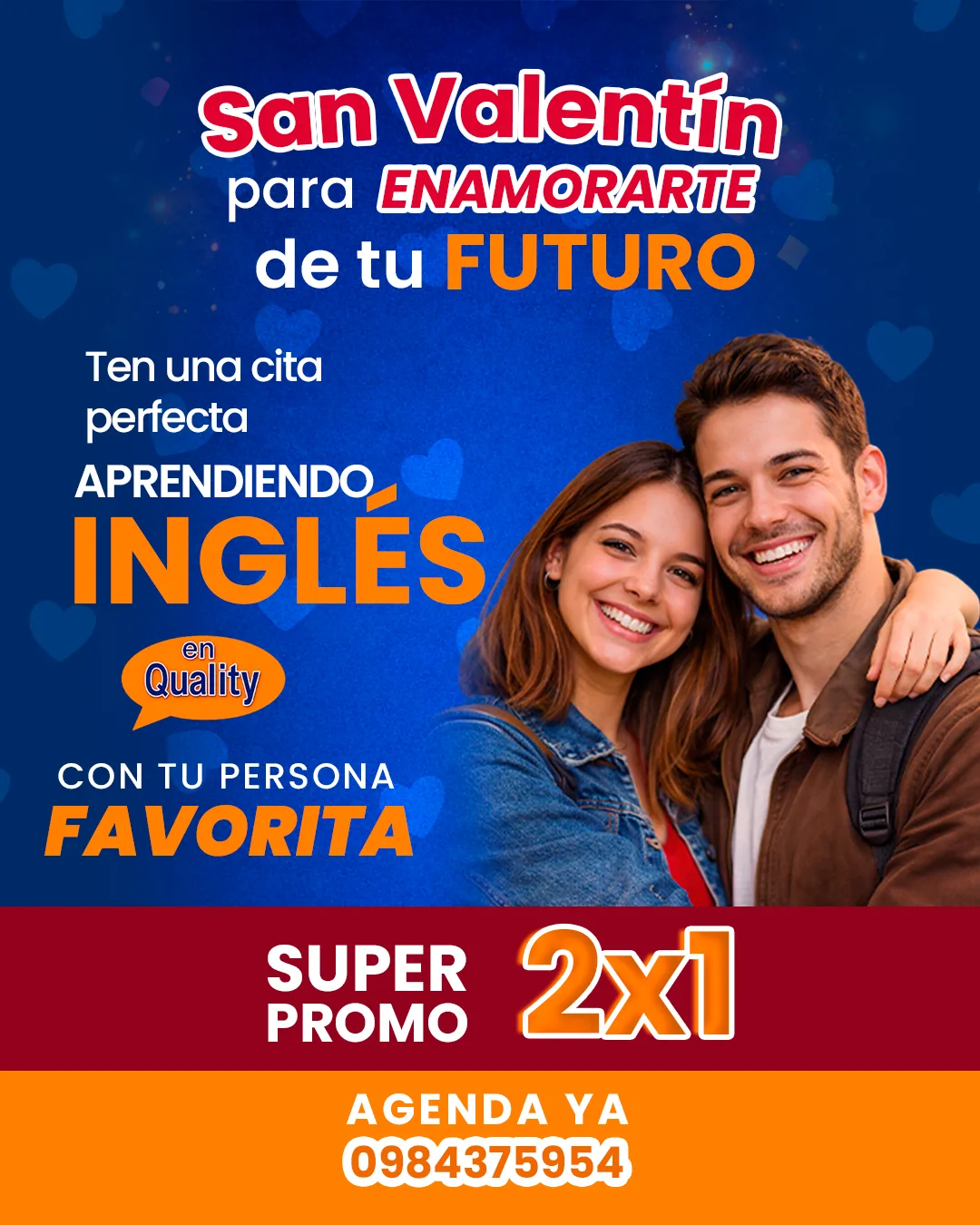 Post · promo San Valentín para Enquality · academia de inglés