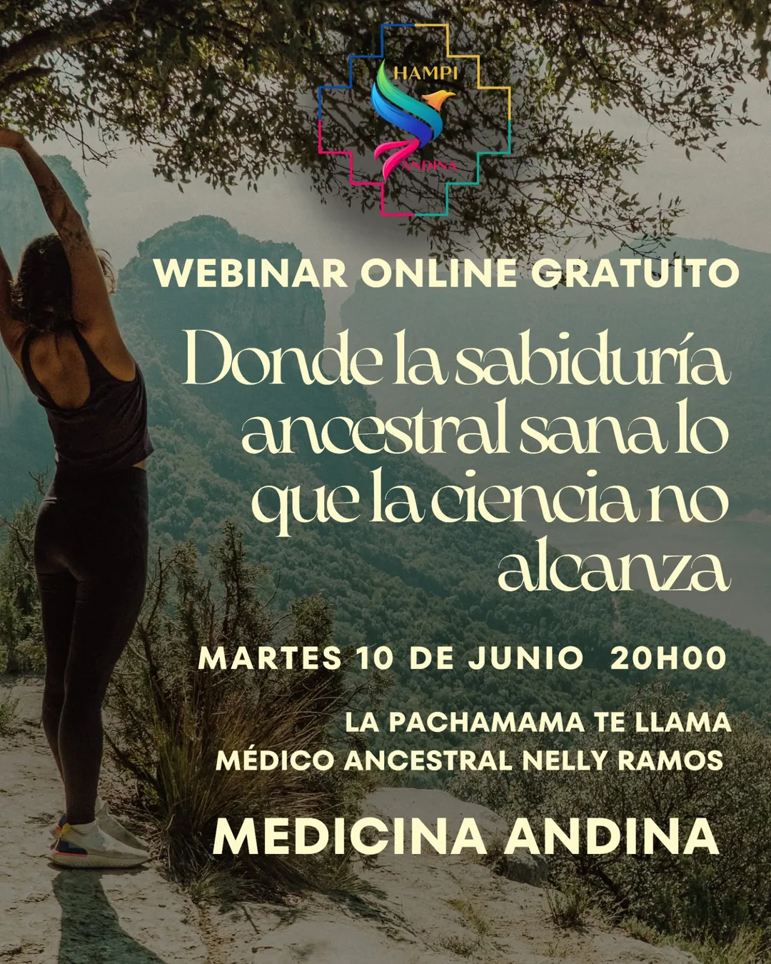 Anuncio · webinar gratuito para Hampi Andina · medicina ancestral