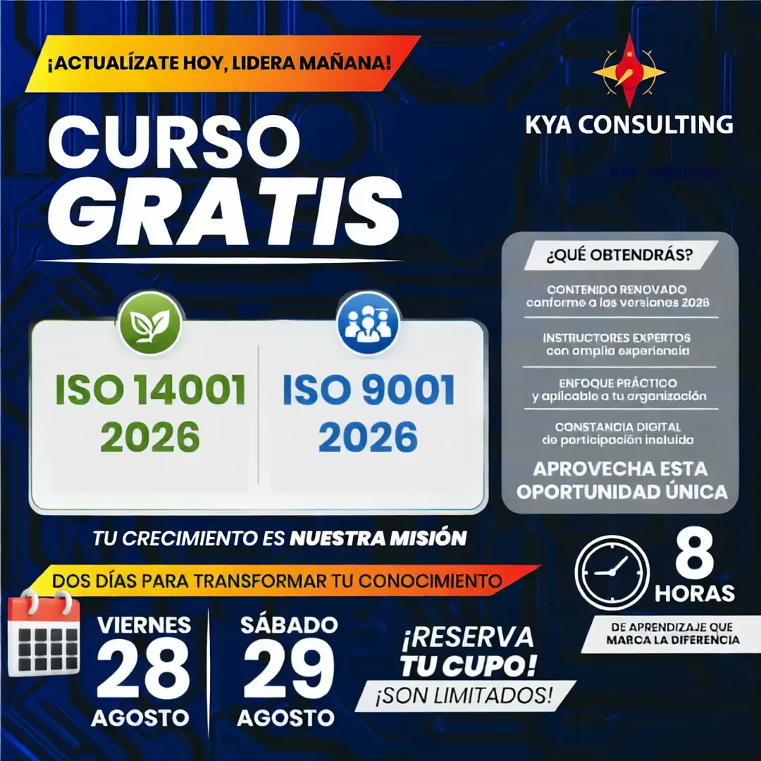 Anuncio · curso gratis ISO para KYA Ecuador · capacitación ISO