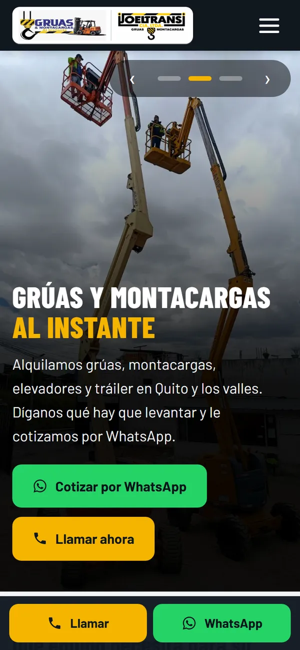 Grúas y Montacargas Joel Trans en celular